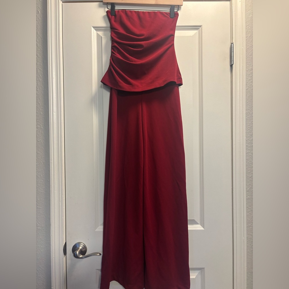 Thirty Thirty Dark Red Strapless Jumpsuit Womens size XS